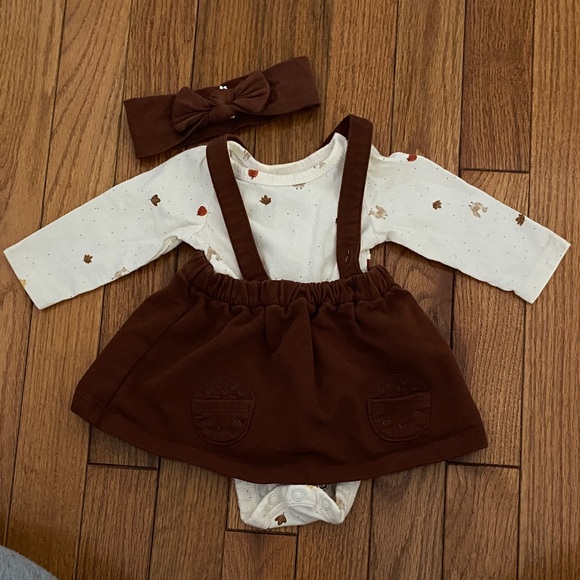 Other - Brown Baby Girl Thanksgiving Dress with Headband